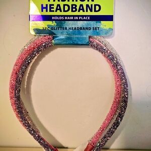 Glitter Headband Set - Pink and Silver New 3 Piece